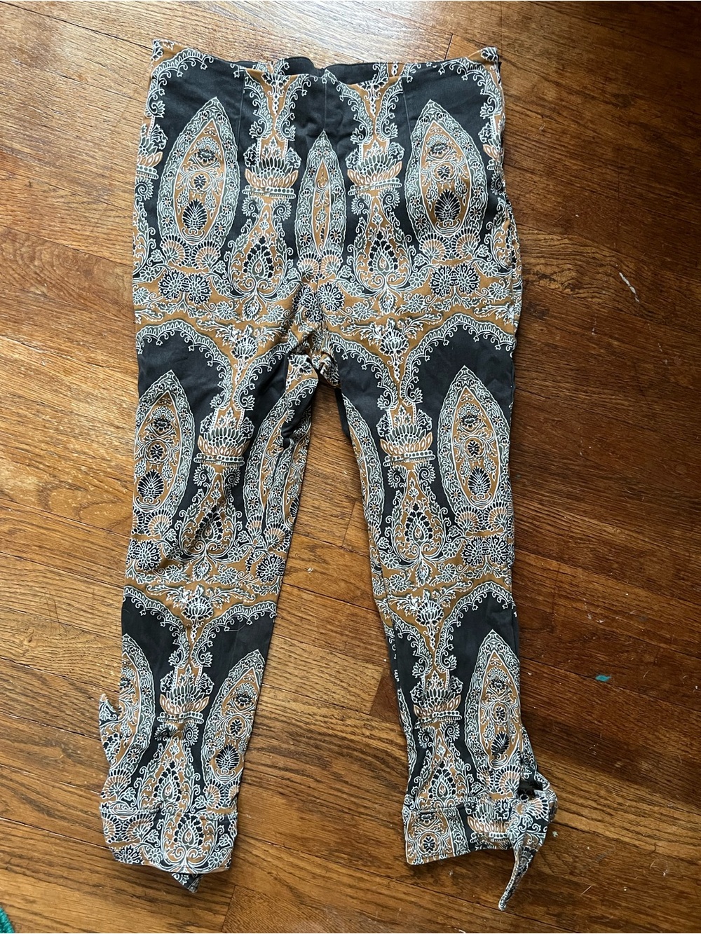 Free People Black, Mustard & White Paisley Skirt
